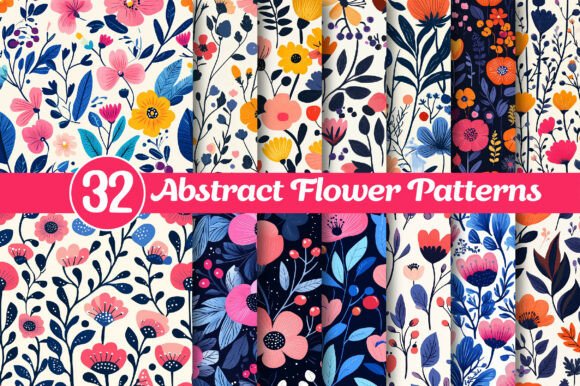 Abstract Flower Patterns Bundle: A Must-Have for Modern Designers
