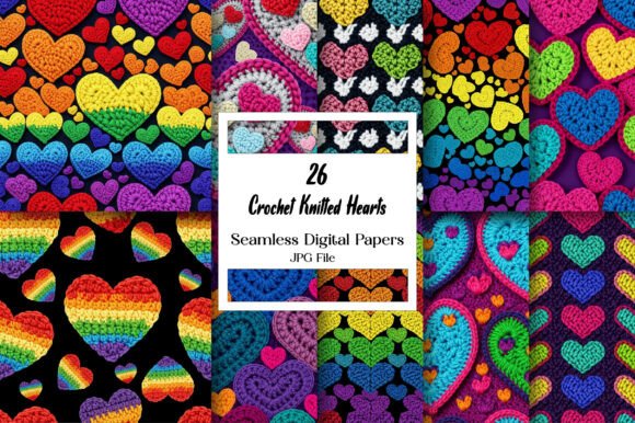 Crochet Knitted Hearts Paper Patterns