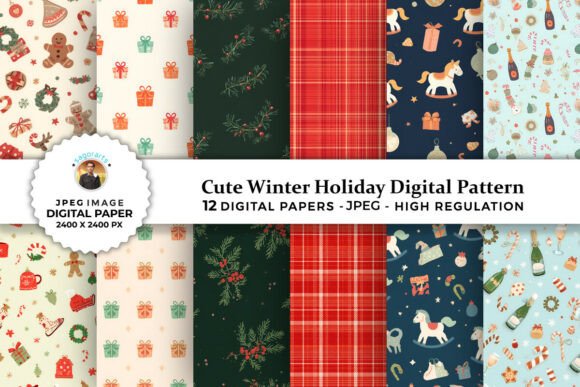 Cute Winter Holiday Digital Patterns for Creative Projects