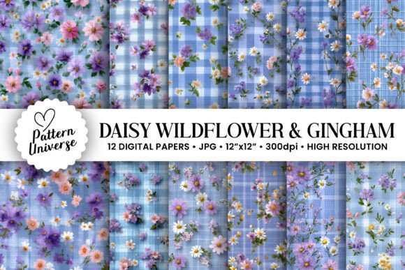 Daisy Wildflowers Gingham Patterns