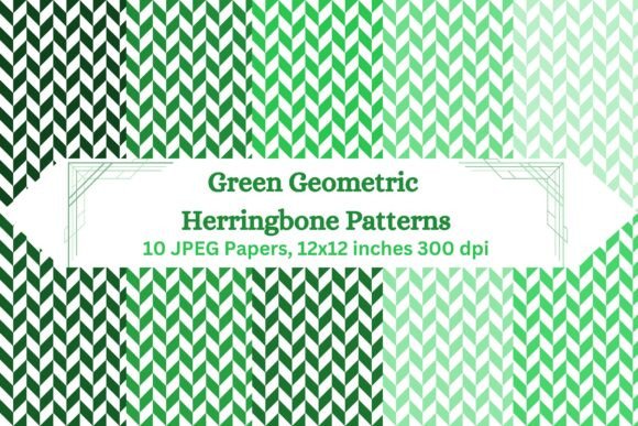 Green Geometric Herringbone Patterns