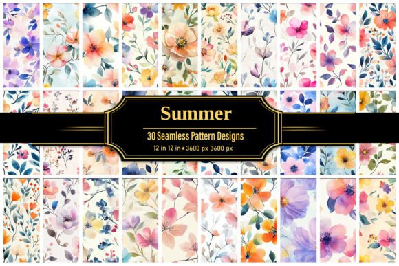 Hand Painted Watercolor Floral Patterns