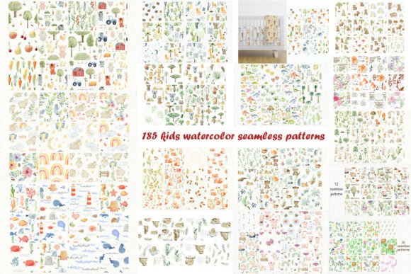 Kids Watercolor Seamless Patterns: A Creative Resource for Digital and Print Projects