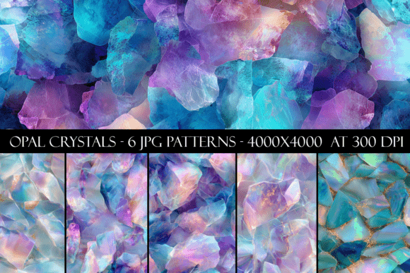 Opal Crystal Seamless Patterns