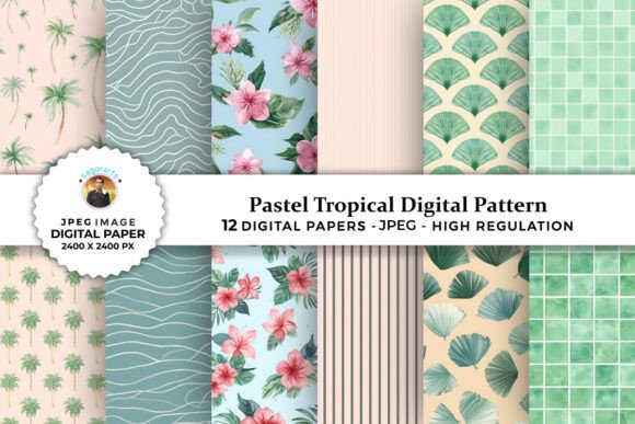 Pastel Tropical Digital Patterns: A Versatile Resource for Creative Projects