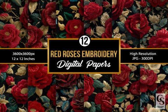 Red Roses Sequins Embroidery Patterns for Creative Projects