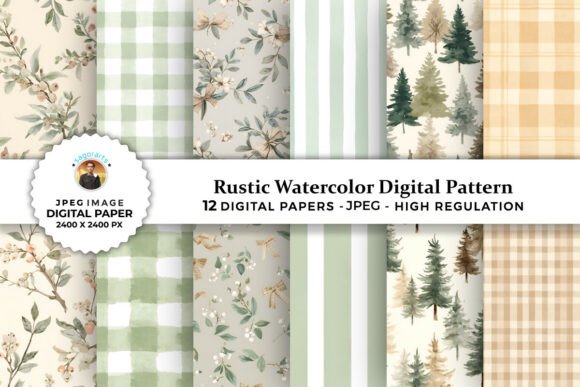 Rustic Watercolor Digital Patterns: A Versatile Tool for Modern Creatives