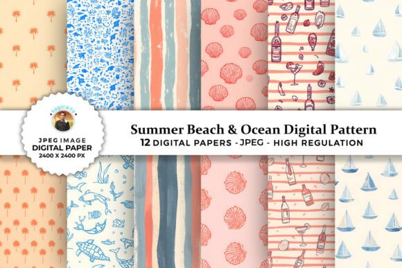 Summer Beach Ocean Digital Patterns: A Creative Resource for Every Project