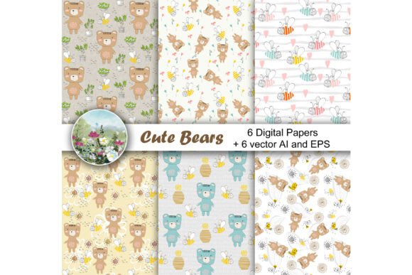 Vector Bears Seamless Patterns